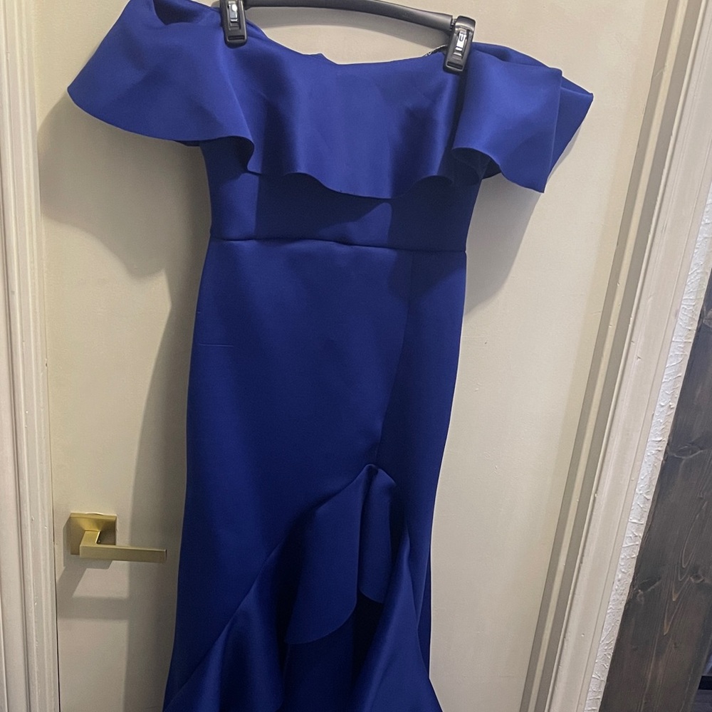 Chic One-Shoulder Royal Blue Dress